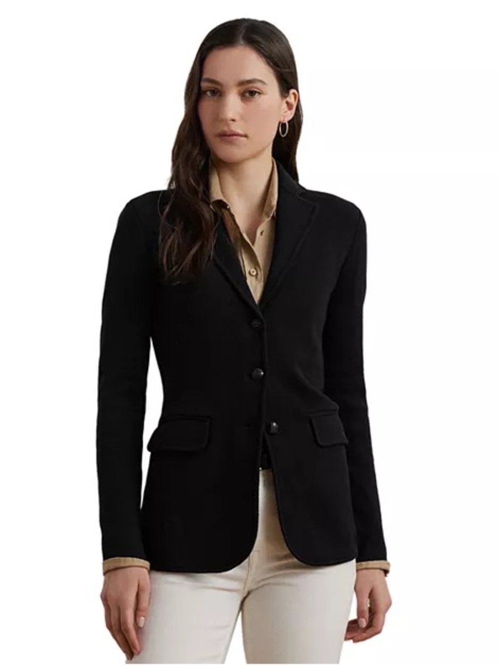 Lauren Ralph Lauren Black Single-Breasted Tailored Blazer